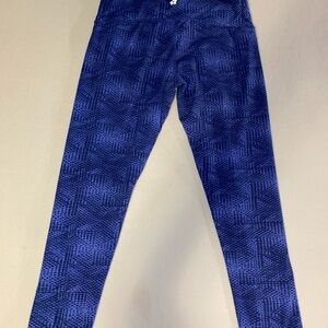 Tuff Athletics High Rise Yoga Pants Blue Geometric Print Side Pocket Large